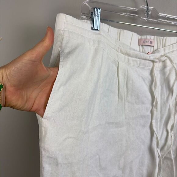 Per se white linen blend wide leg boho beach pants 1X plus size - Picture 5 of 10